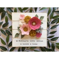 Mütter Zeichen, Filzblumen Muttertagsgeschenk, Rustikale Zeichen von AnitaRexDesigns