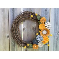 Rustikaler Kranz, Herbstkranz, Herbstblumenkranz, Filzblumenkranz, Erntedankkranz, Herbstkranz von AnitaRexDesigns