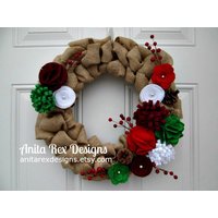 Weihnachtskranz, Kranz, Türkranz, Filzblumenkranz von AnitaRexDesigns