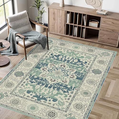 Aniyan Boho Teppich Wohnzimmer Schlafzimmer, Waschbar Faltbar, Anti-Rutsch Rückseite, Weicher Kurzflor Kaschmirimitat, Modern Stil (40x120cm, Stil A) von Aniyan