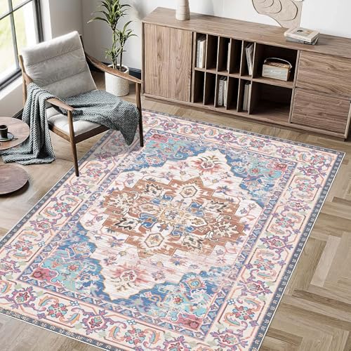 Aniyan Boho Teppich Wohnzimmer Schlafzimmer, Waschbar Faltbar, Anti-Rutsch Rückseite, Weicher Kurzflor Kaschmirimitat, Modern Stil (40x60cm, Stil J) von Aniyan