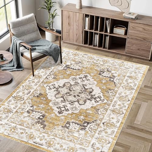 Aniyan Boho Teppich Wohnzimmer Schlafzimmer, Waschbar Faltbar, Anti-Rutsch Rückseite, Weicher Kurzflor Kaschmirimitat, Modern Stil (60x120cm, Stil F) von Aniyan