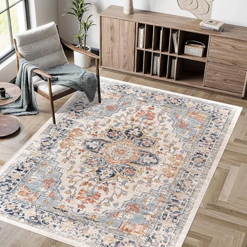Aniyan Boho Teppich Wohnzimmer Schlafzimmer, Waschbar Faltbar, Anti-Rutsch Rückseite, Weicher Kurzflor Kaschmirimitat, Modern Stil (80x120cm, Stil H) von Aniyan