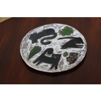 Handgemachter Keramikteller Mit Katzen Illustration | Besonderes Geschenk, Teller Aus Ton Niedlichen Tieren Zeichnung von AnjaBartelt