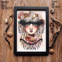 Din A4 Poster Kunstdruck Mädchen Vom Tintenfisch von AnjaSturmStudio