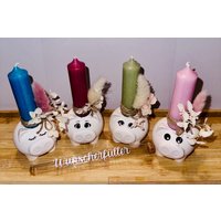 Geldgeschenk Glücksschwein Set I Mit Reagenzglas, Kerze Und Trockenblumen Sträuschen Als |Kerzenhalter Aus Keramik |Mitbringsel von AnjasGeschenkeWelt