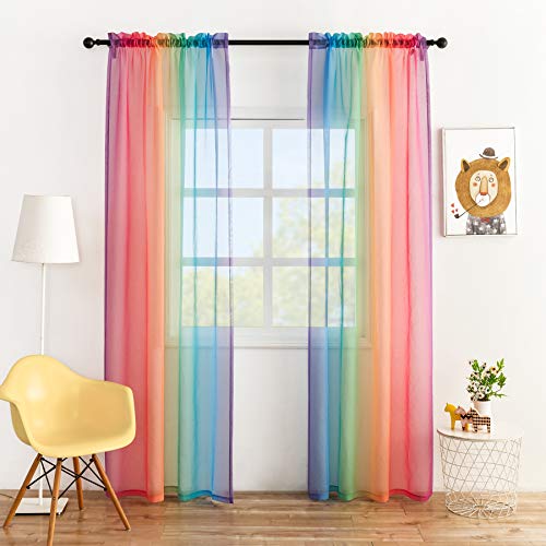 Anjee Transparente Vorhänge in Regenbogenfarben, 243.8 cm lang, Ombre, bunte Kunstleinen-Textur, 2 Stoffbahnen mit Stangentasche, halbtransparente Gaze-Vorhänge für Kinderzimmer, Terrasse, 132x244 cm Anjee Transparente Vorhänge in Regenbogenfarben, 243.8 cm lang, Ombre, bunte Kunstleinen-Textur, 2 Stoffbahnen mit Stangentasche, halbtransparente Gaze-Vorhänge für Kinderzimmer, Terrasse, 132x244 cm von Anjee