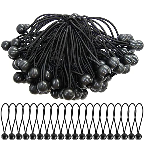 30 Stück Bungee-Schnüre Lange Schlaufe Normale Ball-Spanngurte Bungie-Schnur Set mit Bällen elastische Bänder, Bungy-Schnüre, Bälle für Planen,Festzelte,Banner,Flaggenstangen, Campingplane, schwarz von Anjing