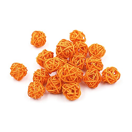 Bunte Rattan-Kugeln für Hochzeit, Weihnachten, Party, Hängedekoration, 2 cm, Orange, 30 Stück von Anjing