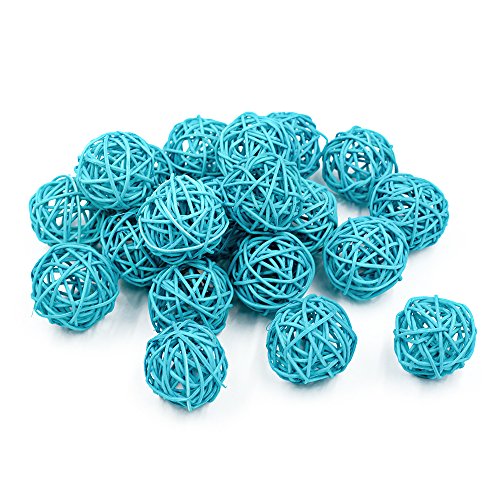 Rattan-Kugeln zum Aufhängen, 5 cm, Blau, 20 Stück von Anjing