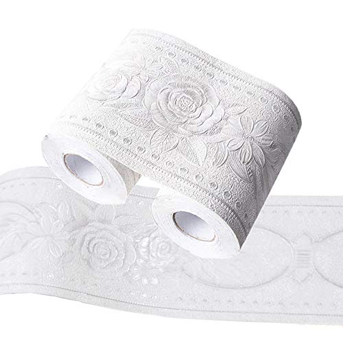 Tapetenbordüre Wasserdicht 3D Muster Wandbordüre Selbstklebend Fliesen Aufkleber Rose Weiß für Wände Schlafzimmer Bad Küche Tapetenbordüre Wasserdicht 3D Muster Wandbordüre Selbstklebend Fliesen Aufkleber Rose Weiß für Wände Schlafzimmer Bad Küche von Anjing