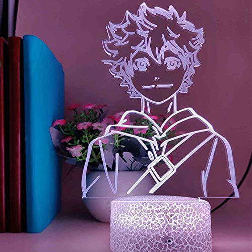 Anime Haikyuu Nachtlicht, 3D Illusion Licht, Nishinoya 3D Nachtlicht, 7 Farbwechsel Dekor Lampe - Weihnachts- und Geburtstagsgeschenke für Jungen und Kinder (7 Color Touch + Remote) von Anjinguang