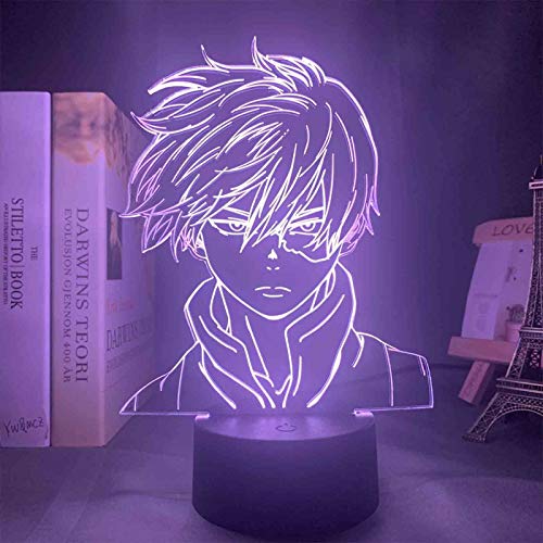 Anime My Hero Academia Figur 3D-LED-Lampe Nachtlicht mehrfarbige RGB-Glühbirne Heimdekoration Filmfans Teenager Geburtstag Weihnachten Neujahr Kinderspielzeug (Farbe: 7 Farben Touch + Fernbedienung) von Anjinguang