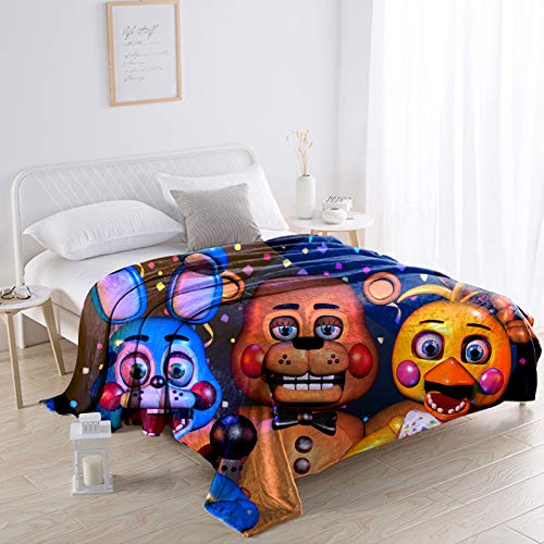 Anjinguang FNAF Ultraweiche Micro-Fleece-Decke, Mikrofaser-Decke, FNAF Bonnie Chica Flanell-Fleecedecke, luxuriöse Ganzjahresdecke, warme Decke für Bettwäsche, Sofa und Reisen, 120 x 150 cm von Anjinguang