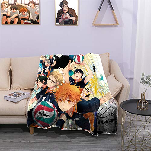 Anjinguang Haikyuu Decke, superweich und flauschig, Flanell, 3D-gedruckte Anime-Haikyuuu-Decke, leichte Plüsch- und warme Bettdecke, Sofa-Teppich, Fleece-Überwurf, Decke für Bett, Sofa, Auto von Anjinguang