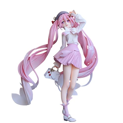 Anjinguang Miku Action Figur Anime Charakter 20CM Cute Sakura Pink Girl Statue PVC Stehend Pose Statische Modell für Desktop Display Ornament Sammler Geschenke von Anjinguang