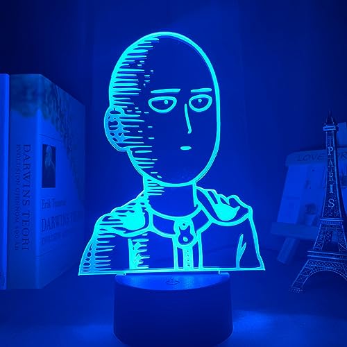 Anjinguang One Punch Man Licht Saitama/Genos Anime 3D Illusion Lampe LED Nachtlicht 7 Farben Ändern Led Lichter für Schlafzimmer Schreibtisch Lampe Geburtstag Weihnachten Geschenke für Fans von Anjinguang