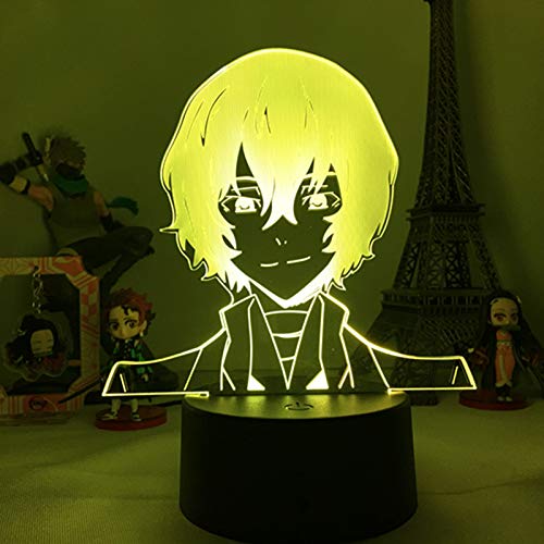 Anjinguang Schönes Geschenk 3D Nachtlicht für Kinder Bungo Stray Dogs Osamu Dazai Lampe für Raumdekoration Freund Geburtstagsgeschenk Gadget Nakahara Chuya Nachtlicht Anime Neonlicht Dazai Kata von Anjinguang