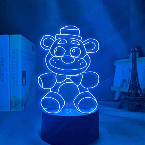 Anjinguang FNAF 3D-Illusion Lampe, FNAF Fünf Nächte Bären-Nachtlicht mit Fernbedienung, Touch 7 Farbwechsel-Schreibtischlampen, Kinderzimmer-Dekoration, für Kleinkinder von Anjinguang