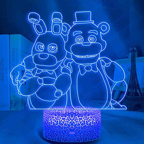 FNAF 3D-Illusion Lampe, FNAF Fünf Nächte Bären-Nachtlicht mit Fernbedienung, Touch-Schreibtischlampen, Kinderzimmer-Dekoration, beste Festival-Geburtstagsgeschenke (Touch + Fernbedienung) von Anjinguang