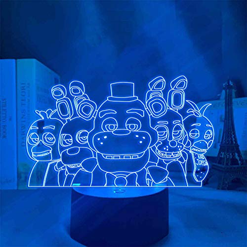 FNAF 3D-Illusion Lampe, LED-Nachtlicht, FNAF Chica, Springtrap, Bonnie Anime, Farbwechseltischlampe für Schlafzimmer, Dekoration, beste Geburtstagsge von Anjinguang