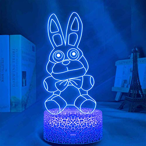 FNAF Nachtlicht, FNAF Niedliches Kaninchen-Geburtstagsgeschenk für Mädchen, 3D-Illusionslampe, Kinder-Nachttischlampe mit 7 Farbwechsel-Fernbedienung, Schmetterlings, Mädchen Geschenke (Crack-Basis) von Anjinguang