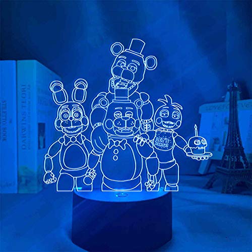 FNAF Nachtlichter für Kinder, 3D-Illusion, Nachttischlampe, 7 Farbwechsel, Schlaf Beleuchtung mit Smart-Touch-Taste, niedliche Wärme, kreative Dekora von Anjinguang