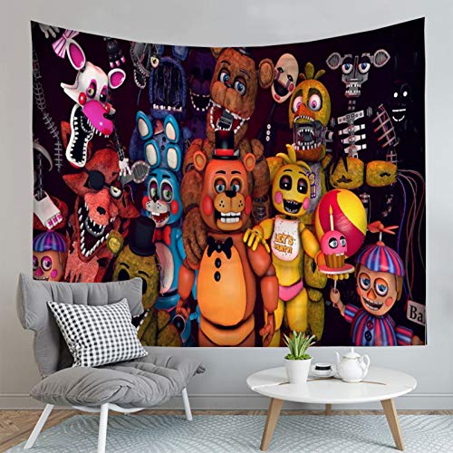 FNAF Tapisserie Five Nights at Freddys Wandbehang Handwerk Tapisserie Kunst Dekorative Tapisserie Home Decor für Unisex Kinder Schlafzimmer/Wohnzimmer/Wohnheim/Vorhang 90x75cm von Anjinguang