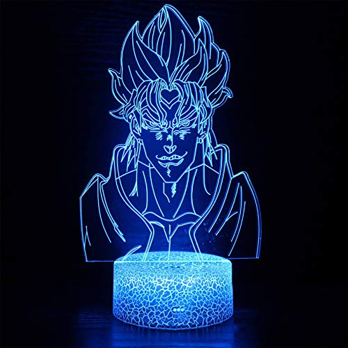 Kujo Jotaro 3D Visual Night Light JoJo s Bizarre Adventure Dio Brando Character Image Nachtlicht Kinder Geburtstag Geschenke Anime Dekoration Schwarz Crack Base mit Fernbedienung von Anjinguang