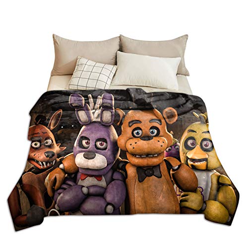 Leichte FNAF Überwurf-Decken mit 3D-Druck, FNAF Decke, Überwurf, Ganzjahresdecke, super weich, warm, gemütlich, Überwurf, Winter, super weich, bequem, Decke für Mädchen Sofa Kindergarten 120 x 150cm von Anjinguang