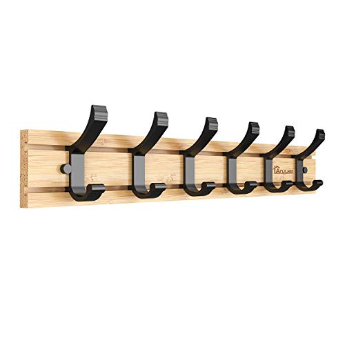 Anjuer Kleiderbügel, 6 aktive Haken, robust, für Kleidung, Huthalter, Bambus von Anjuer