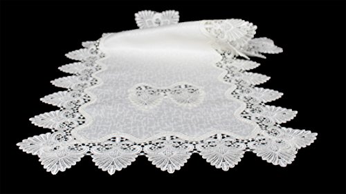 Anka Textil Tischläufer Mitteldecke Tisch-Deckchen Tischdecke Champagne Stickerei Größe Wählbar (40x90cm Eckig) von Anka Textil
