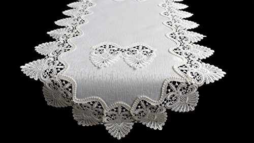 Anka Textil Tischläufer Mitteldecke Tisch-Deckchen Tischdecke Champagne Stickerei Größe Wählbar (40x90cm Oval) von Anka Textil