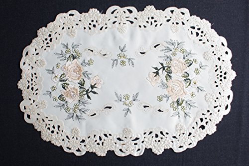 Tischdecke Tischläufer Mitteldecke Deckchen Rosen Creme (30x45cm) von Anka Textil