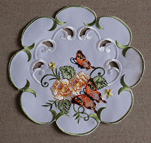 Tischläufer Mitteldecke Tisch-Deckchen Tischdecke mit Frühling Schmetterling Motiven Stickerei Größe Wählbar (20 cm Rund) von Anka Textil