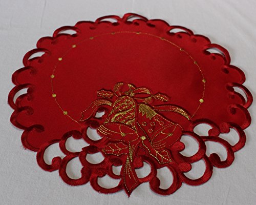 Weihnachts-Tischdecke Tischläufer Mitteldecke Tisch-Deckchen mit Weihnachts-Motiven Stickerei Weihnachtsdeko Rot 30CM Rund Weihnachts-Tischdecke Tischläufer Mitteldecke Tisch-Deckchen mit Weihnachts-Motiven Stickerei Weihnachtsdeko Rot 30CM Rund von Anka Textil