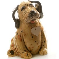 Senffarbener Hündchen Mit Holzherz Zum Schreiben Einer Nachricht Quirky Geschenk Für Hundeliebhaber Oder Raumdekor von AnkaChristof