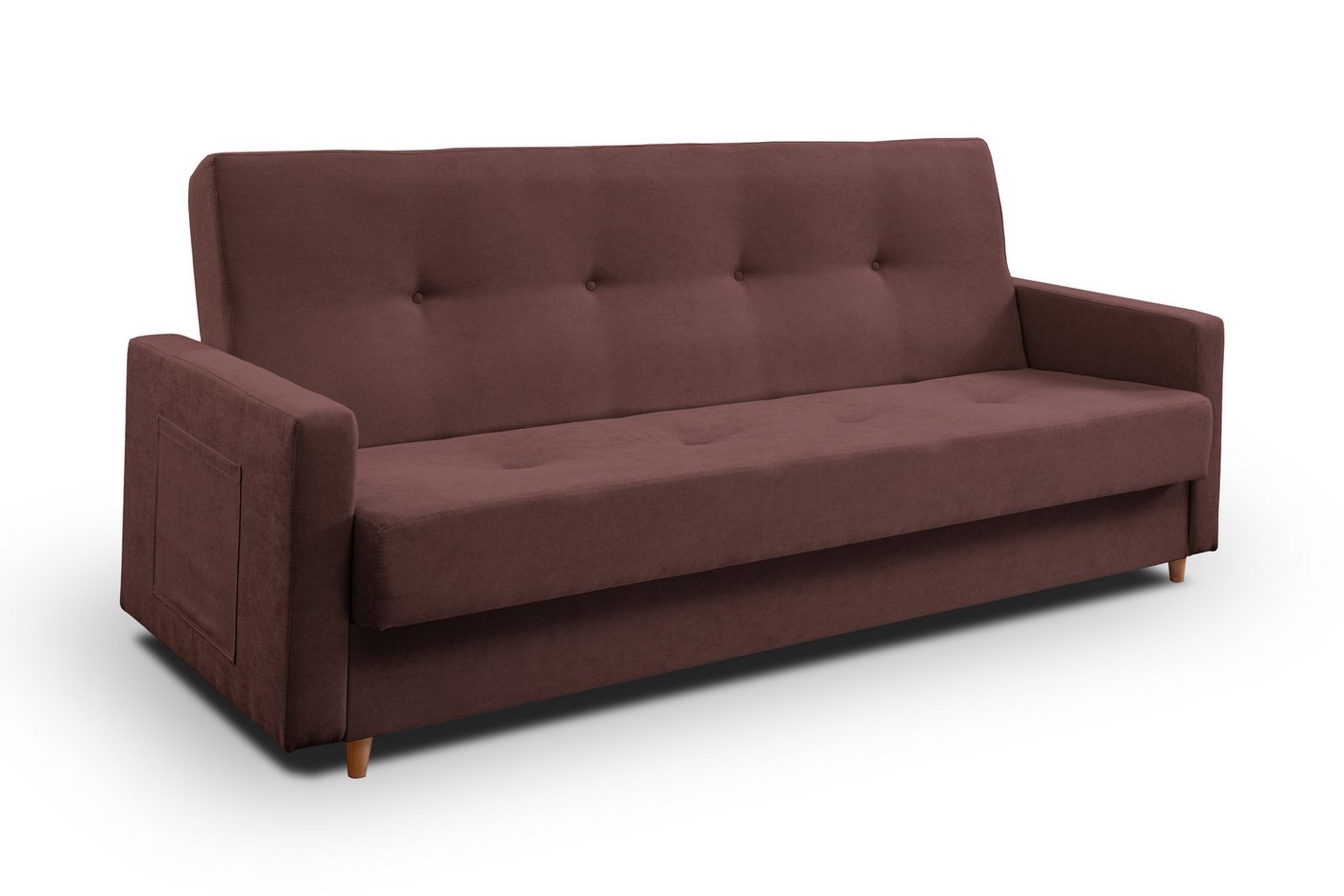 Ankado24 Schlafsofa mit Bettkasten Lucio, Sofa mit Schlaffunktion, Braun Modern Couch von Ankado24