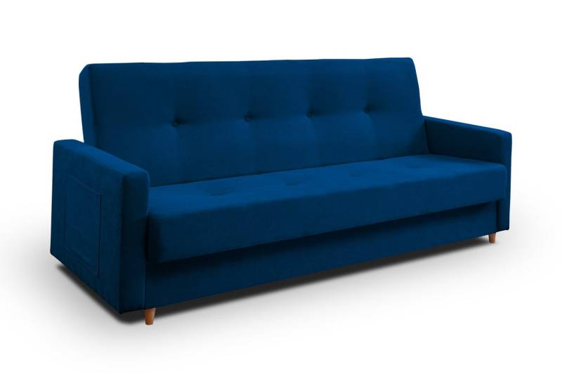 Ankado24 Schlafsofa mit Bettkasten Lucio, Sofa mit Schlaffunktion, Dunkelblau Modern Couch von Ankado24