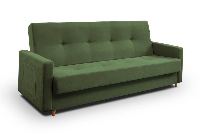 Ankado24 Schlafsofa mit Bettkasten Lucio, Sofa mit Schlaffunktion, Grün Modern Couch von Ankado24