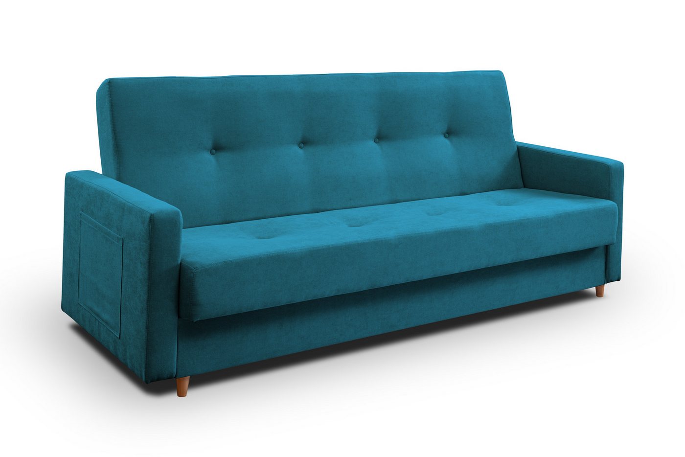 Ankado24 Schlafsofa mit Bettkasten Lucio, Sofa mit Schlaffunktion, Türkis Modern Couch von Ankado24