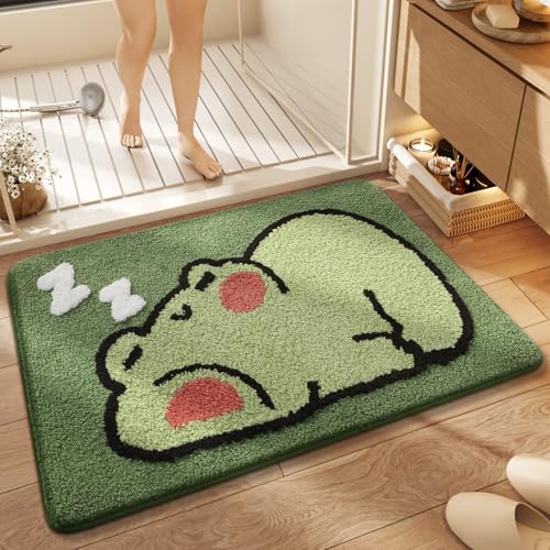 Niedlicher Duschvorleger, luxuriös, zottelig, hoch saugfähig und rutschfest, maschinenwaschbar, passend für Badewanne, Dusche und Badezimmer, 45 x 65 cm, Frosch Niedlicher Duschvorleger, luxuriös, zottelig, hoch saugfähig und rutschfest, maschinenwaschbar, passend für Badewanne, Dusche und Badezimmer, 45 x 65 cm, Frosch von Ankah