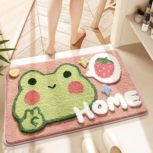 Niedlicher Duschvorleger, luxuriös, zottelig, hoch saugfähig und rutschfest, maschinenwaschbar, passend für Badewanne, Dusche und Badezimmer, 45 x 65 cm, Frosch Niedlicher Duschvorleger, luxuriös, zottelig, hoch saugfähig und rutschfest, maschinenwaschbar, passend für Badewanne, Dusche und Badezimmer, 45 x 65 cm, Frosch von Ankah