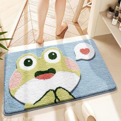 Niedlicher Duschvorleger, luxuriös, zottelig, hoch saugfähig und rutschfest, maschinenwaschbar, passend für Badewanne, Dusche und Badezimmer, 45 x 65 cm, liebender Frosch Niedlicher Duschvorleger, luxuriös, zottelig, hoch saugfähig und rutschfest, maschinenwaschbar, passend für Badewanne, Dusche und Badezimmer, 45 x 65 cm, liebender Frosch von Ankah