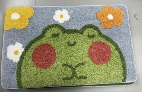 Niedlicher Duschvorleger, luxuriös, zottelig, hoch saugfähig und rutschfest, maschinenwaschbar, passend für Badewanne, Dusche und Badezimmer, 50 x 80 cm, niedlicher Frosch Niedlicher Duschvorleger, luxuriös, zottelig, hoch saugfähig und rutschfest, maschinenwaschbar, passend für Badewanne, Dusche und Badezimmer, 50 x 80 cm, niedlicher Frosch von Ankah