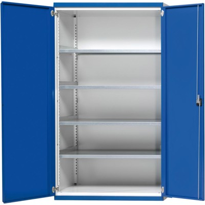Schwerlastschrank B1085xT400xH1950mm, RAL7035/5010, 4 Fachböden von Anke