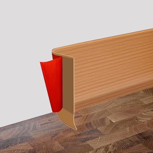 Weichsockelleiste Selbstklebend - Sockelleisten aus PVC, 3.5/6/10 Meter Fussleisten, Übergangsschiene Bodenleisten für Küche, Bad, Schlafzimmern und Wohnzimmern (Gelbe Eiche, 8cm x 3.5Meter) von AnkekolyStar
