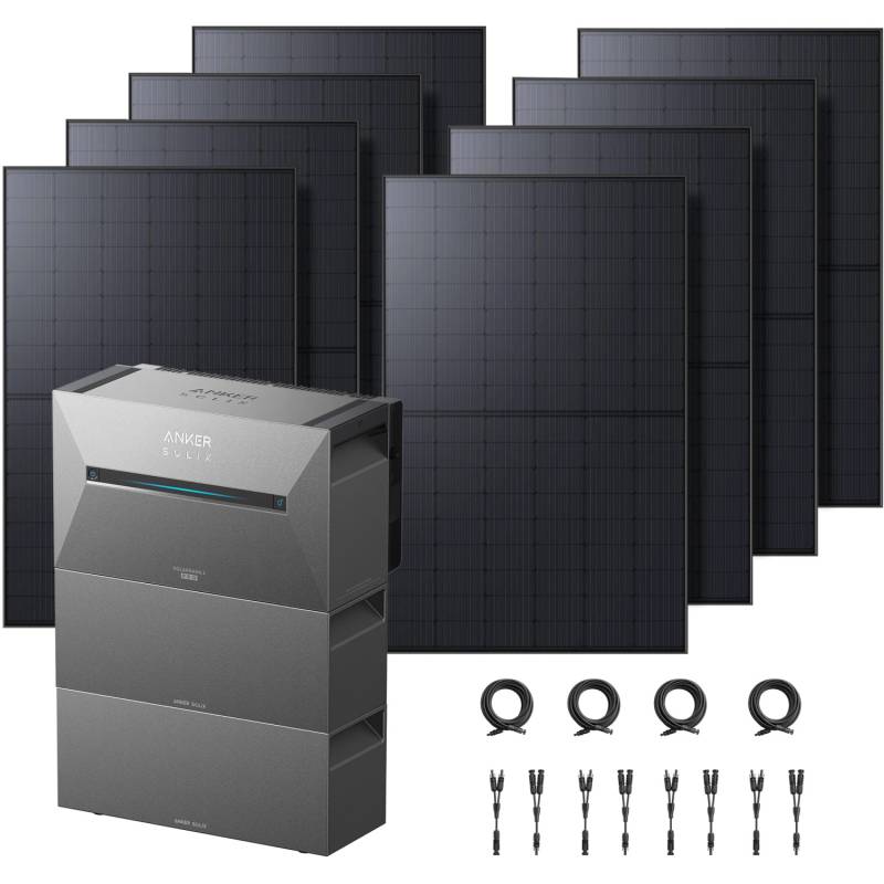 Anker Solix Solarbank 3 E2700 Pro mit 2 BP2700 und 8 RS40D Solarpanels von Anker SOLIX