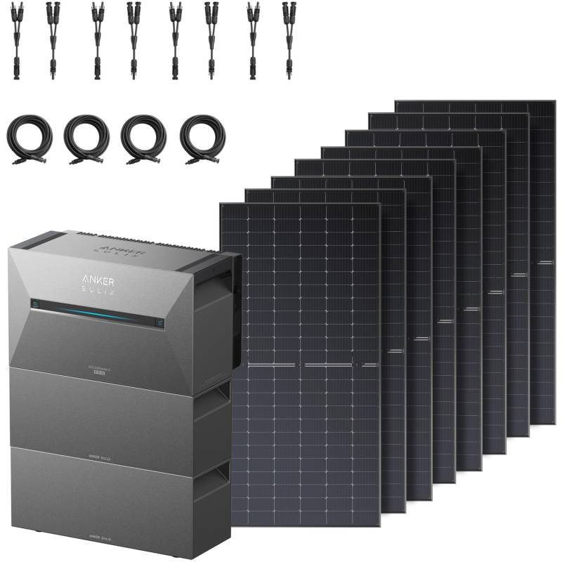 Anker Solix Solarbank 3 E2700 Pro mit 2 BP2700 und 8 RS50T Solarpanels von Anker SOLIX