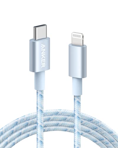Anker 331 USB-C auf Lightning Kabel, New Nylon USB-C auf Lightning Ladekabel (180cm), Geeignet für iPhone 13 13 Pro 12 Pro Max 12 11 X XS XR 8 Plus, AirPods Pro, Unterstützt Power Delivery (Blau) von ANKER
